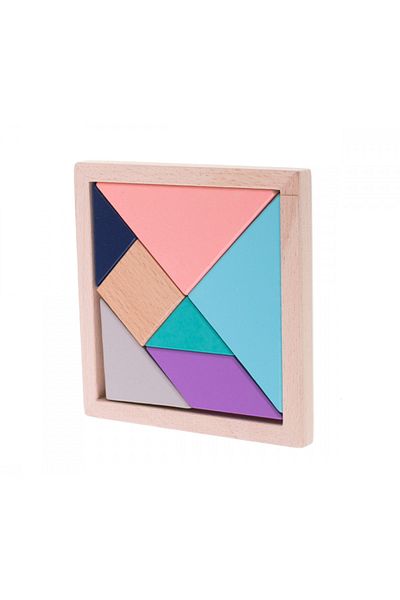 OEM Tangram din lemn, multicolor, 11.5x11.5cm
