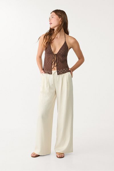 Stradivarius Textured drawstring trousers