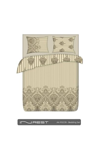 INREST طقم غطاء لحاف من قماش التويل (بدون حشو) قطن 100% مقاس كينج 230×250 سم - 3 قطع