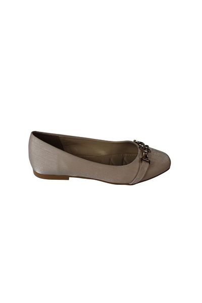 Yaz Kış Ayakkabı Yazkiş Women's Skin Satin Shiny Fabric Ballerinas with Buckle on the Top