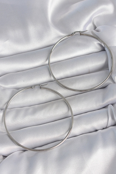 Skygo 316 Steel Silver Color 63 mm Hoop Model Women Earrings - Tj-Bkp10518
