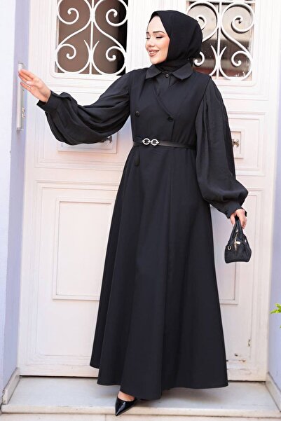 N.S NEVA STYLE Black Hijab Gilet Dress 30284S