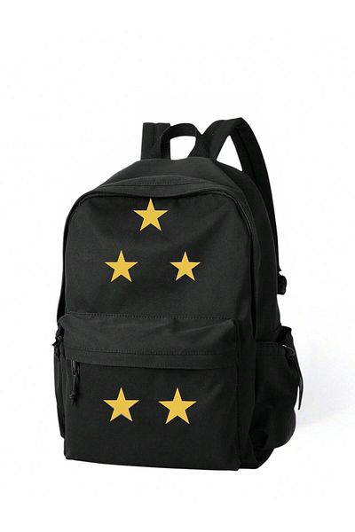 DEEFWEAR Pachwork Yellow Star Couple Printed School, Classroom, Course Backpack with Front Pocket