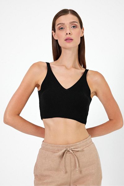 VENA Top tricotaj pentru femei Clara Black Crop