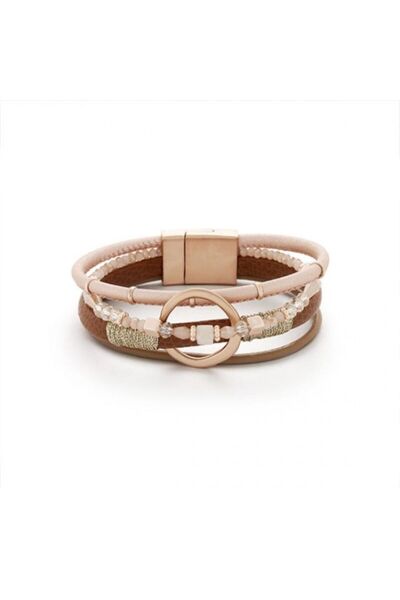 Rose Gold Serenity Deri Bileklik