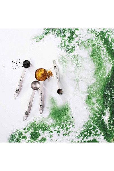 di Oro Living Set of 4 DI ORO® measuring spoons, stainless steel, silver, 1.5 - 15 ml