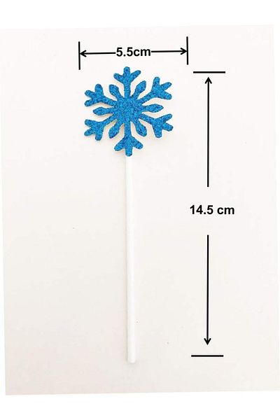AILEXI Set of 10 AILEXI cake toppers with snowflakes, blue, paper, 8.5 x 4.5 cm