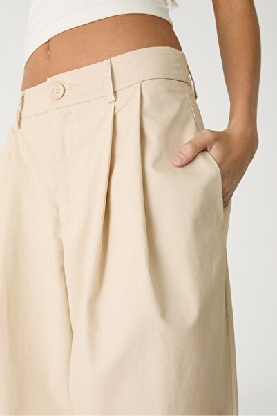 Stradivarius Poplin geniş paça pensli pantolon