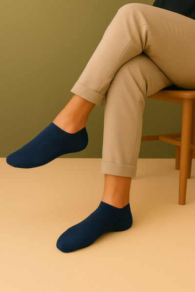 BENİSA ÇORAP 6-Piece Bamboo Men's Booties Navy Blue Socks Seamless Premium Boxed Antibacterial Breathable