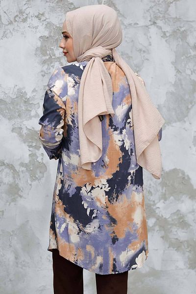 Neva Style تونيك حجاب بنقشة الجمل - 11724C