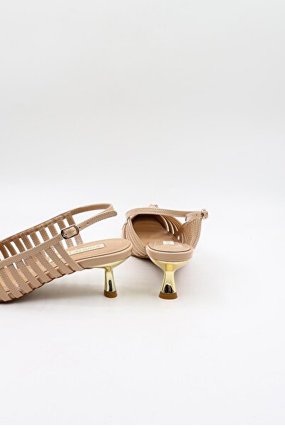 KRISTE BELL Short Heel Staple Detail Stiletto Kb5031 Beige Patent Leather