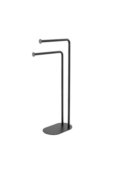 Italbox Towel rack, black, made of chromed steel and with 2 arms, oval base, h 80.5cm