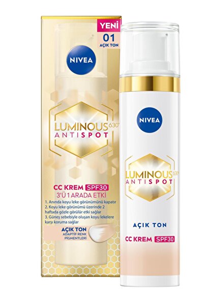 NIVEA Luminous630 Antispot CC Yüz Kremi/Açık Ton SPF 30 40 Ml