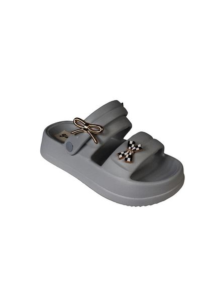 Akınal Bella Akinalbella Black White Grey Women's Stoned Sea Pool Plage Casual Backstrap Slippers Heel Height 4