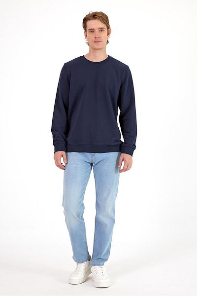 VENA Ανδρικό φούτερ Rich Navy Blue Melange Crew Neck Regular Fit με 3 κλωστές