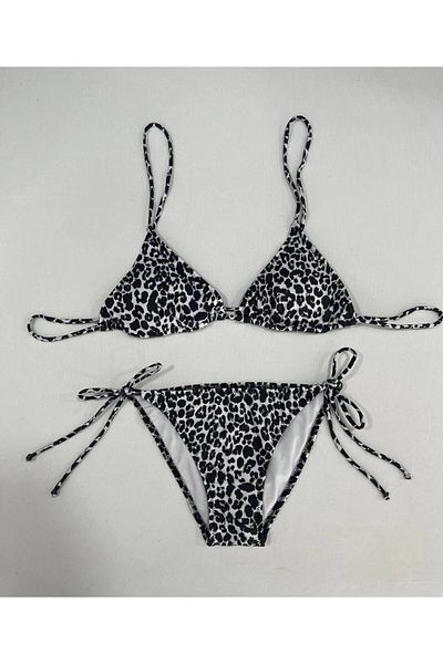 hazelin Γυναικείο Leopard Black Halter Neck Triangle Bikini Σετ HZL25S-LC5005