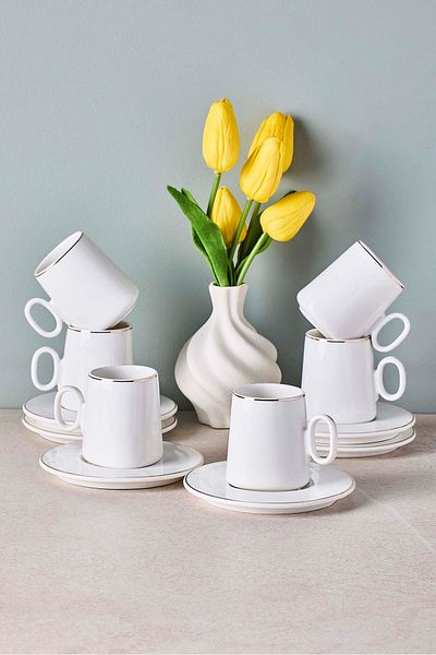 Perotti Pure 6-Person Porcelain Coffee Cup Set