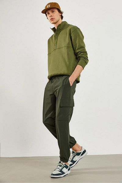 VENA Ανδρικό παντελόνι Felix Khaki με ελαστικές πόδια Cargo Pocket Parachute Jogger