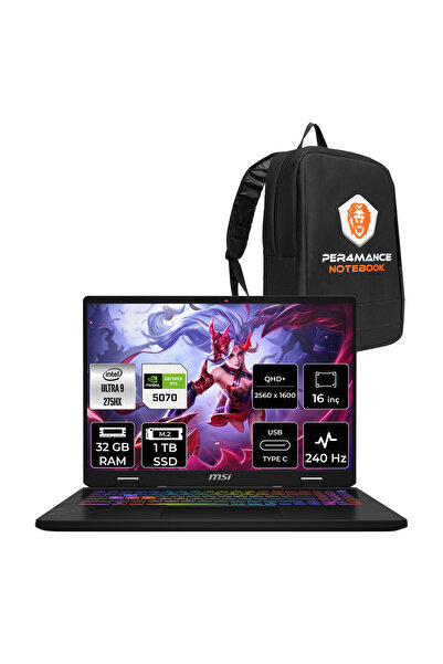 MSI Crosshair 16 HX AI Ultra 9 275HX 32GB 1TB SSD RTX5070/8GB 115W 16" 2K QHD+ 240Hz FDOS Gaming