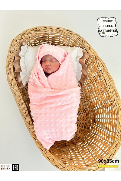 Bebella Pink Chickpea Double Layer Baby Girl Blanket Swaddle 100% Cotton Multi-Purpose Cover Seasonal 90X85Cm