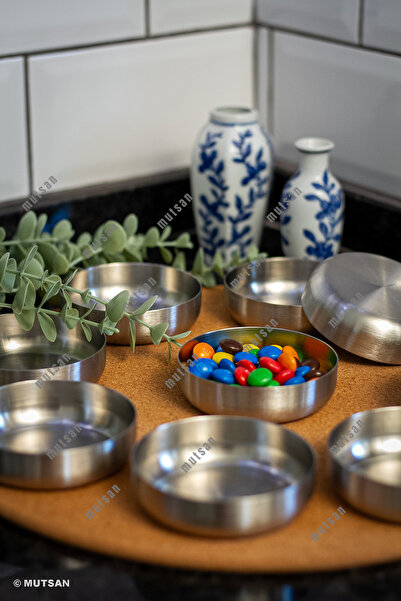 Mutsan 8'li 304 Kalite Paslanmaz Çelik 8,5 cm | Mini Çerezlik | Sosluk | Lokumluk | Sunum Kase Setii