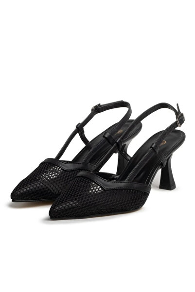 Letafia Pantofi cu toc din plasă Lea neagră cu vârf ascuțit
