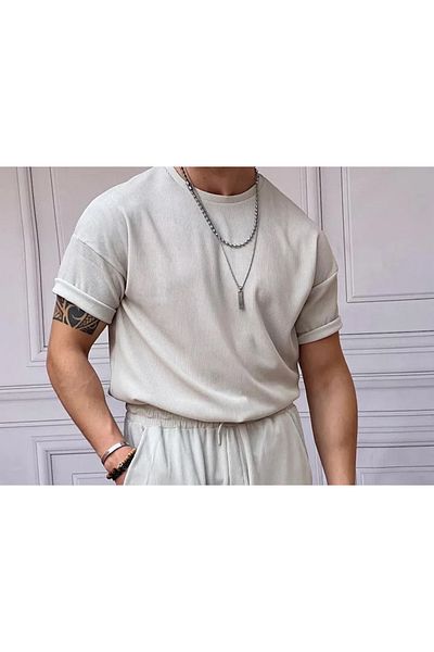 viperkombin Μπλουζάκι με λαιμόκοψη με ραβδώσεις Lycra Flexible Normal Fit