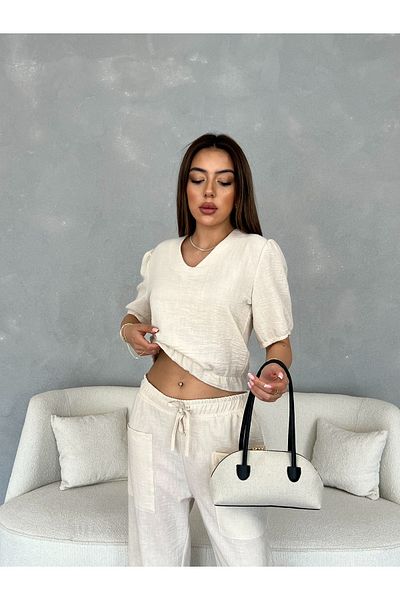 Nesil Women's Set with Blouse Pants Pockets