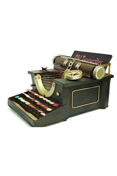 ECOME Vintage Typewriter Figurine - Decorative Metal Gift