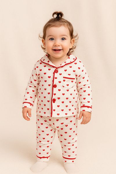 mia mia 6-24 Months Heart Report Fabric Pajama Set