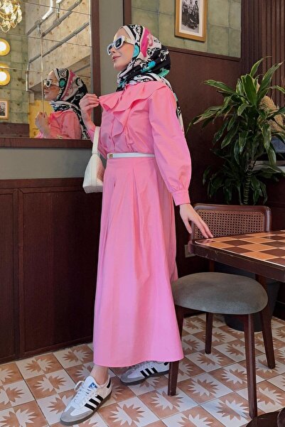 LOCCO Pink Women's Skirted Poplin Suit