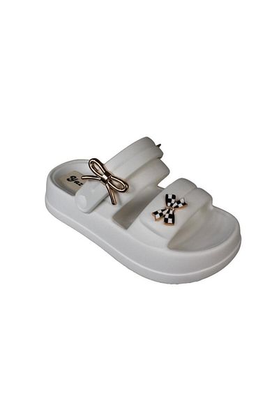 Akınal Bella Akinalbella Black White Grey Women's Stoned Sea Pool Plage Casual Backstrap Slippers Heel Height 4