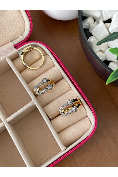 JELLY خاتم نسائي من حجر الزركون الصلب Tiff Co موديل Double Stone بتصميم عصري قابل للتعديل