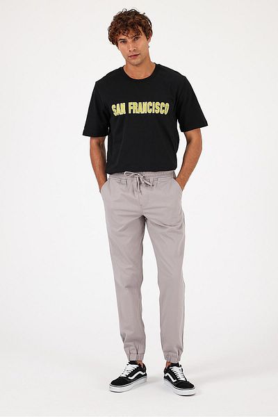 VENA Ανδρικό παντελόνι Jogger Gabardine Slim Fit Ice Grey - Simon