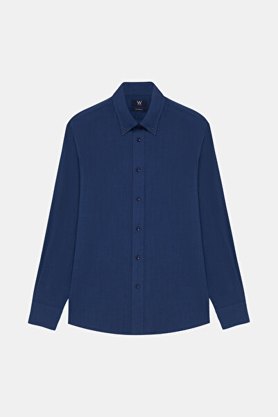 W Collection LACİVERT UZUN KOLLU GÖMLEK