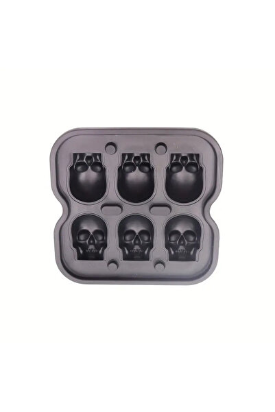 zola Silicone ice cube mold, 6 cubes, skull model 4.5x3x4 cm, black
