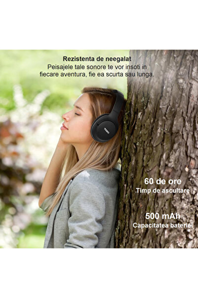 Smart Vibe Wireless Over-Ear Headphones TOZO H10 Adaptive Hybrid Active Noise Cancelling, Hi-Res Audio, Black