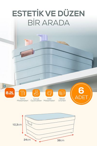 Vienev Cutie de depozitare de 8,2 litri cu 6 capaci albastru