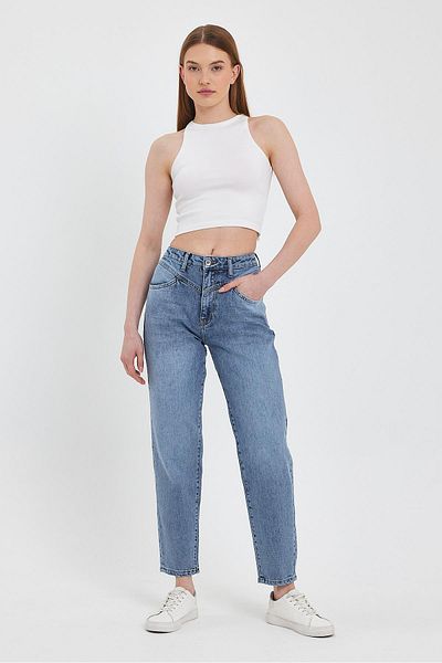 VENA Pantaloni Kyla Vintage Med Blue Mom Jean de damă
