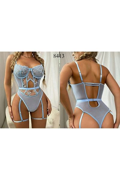 Pastimost Babydoll transparent cu model floral din tul