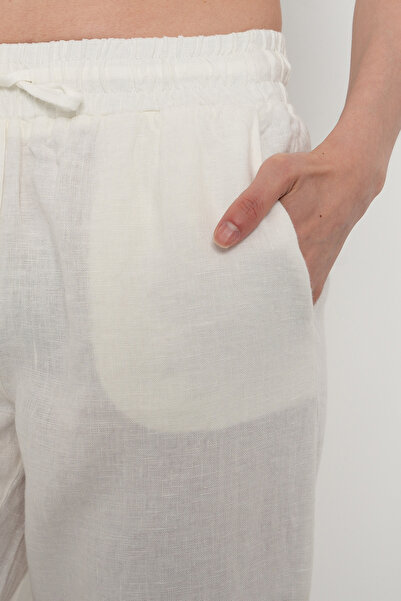 Orfeo Negro KADIN %100 KETEN RAHAT KALIP DÜZ RENK PANTOLON