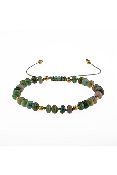OSMANLI DOĞAL TAŞ Indian Agate-hematite Natural Stone Men's Design Bracelet