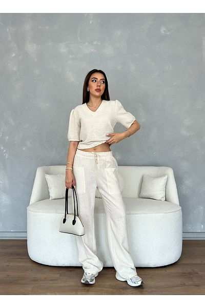 Nesil Women's Set with Blouse Pants Pockets