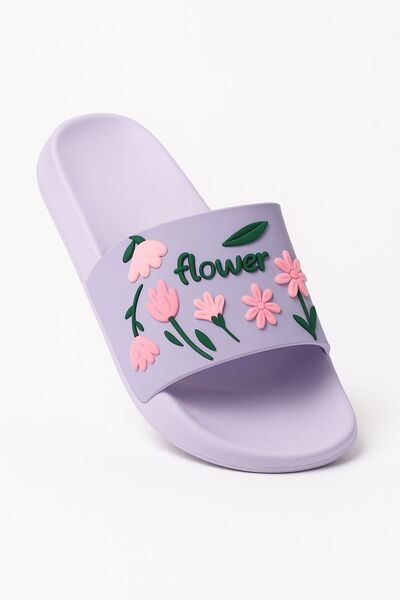 GEZER Papuci de piscină cu flori violete - Papuci de plajă cu modele florale