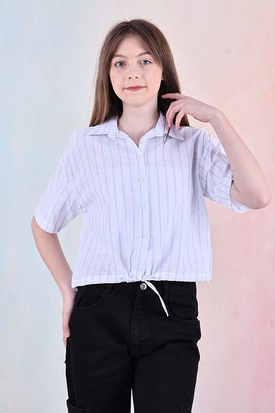 MODANINO Cămașă crop cu detaliu cu șnur în talie pentru fete 6-14 ani 12253
