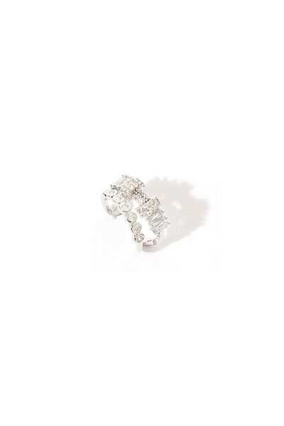 RİVUS Two Rows of Stones Glitter Ear Cuff - Silver