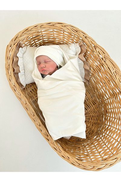 Bebella Ecru Corded Single Layer Baby Blanket Swaddle 100% Cotton Multi-Purpose Cover 90X85Cm