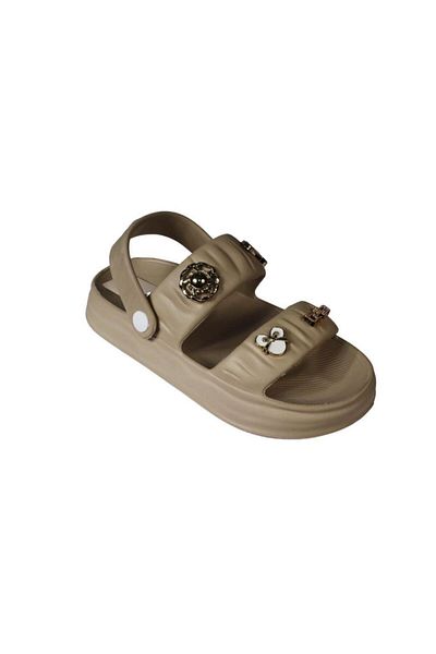 Akınal Bella Akinalbella Black White Grey Women's Stoned Sea Pool Plage Casual Backstrap Slippers Heel Height 4