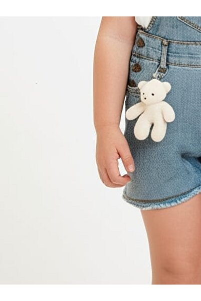 Özçelik Kız Çoçuk Kot Ayıcıklı Şort Slopet Mavi