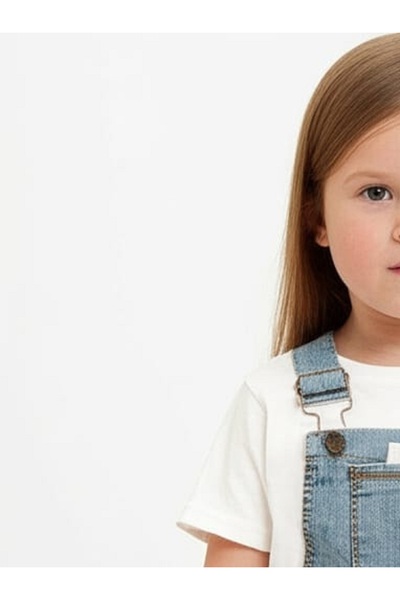 Özçelik Kız Çoçuk Kot Ayıcıklı Şort Slopet Mavi